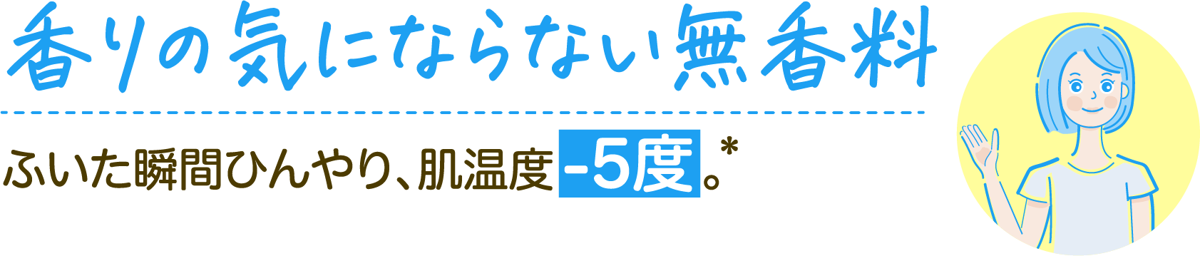 香りの気にならない無香料 ふいた瞬間ひんやり、肌温度 -5度 。*