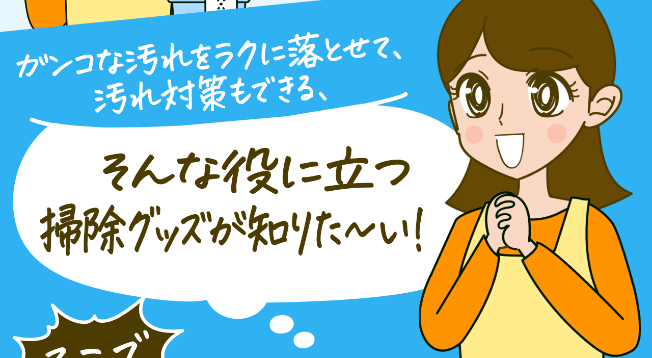 ガンコな汚れをラクに落とせて、汚れ対策もできる、そんな役に立つ掃除グッズが知りた～い！