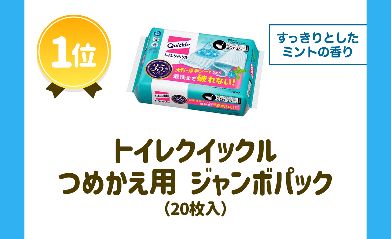 【1位】すっきりとしたミントの香り トイレクイックル つめかえ用 ジャンボパック(20枚入)