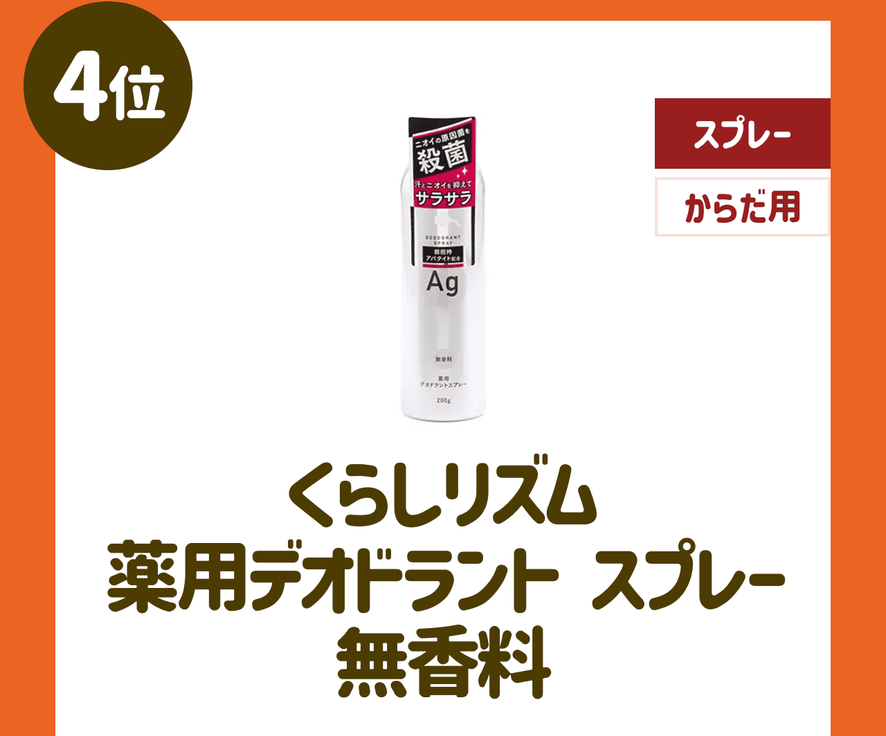 【4位】くらしリズム 薬用デオドラント スプレー 無香料【スプレー】【からだ用】
